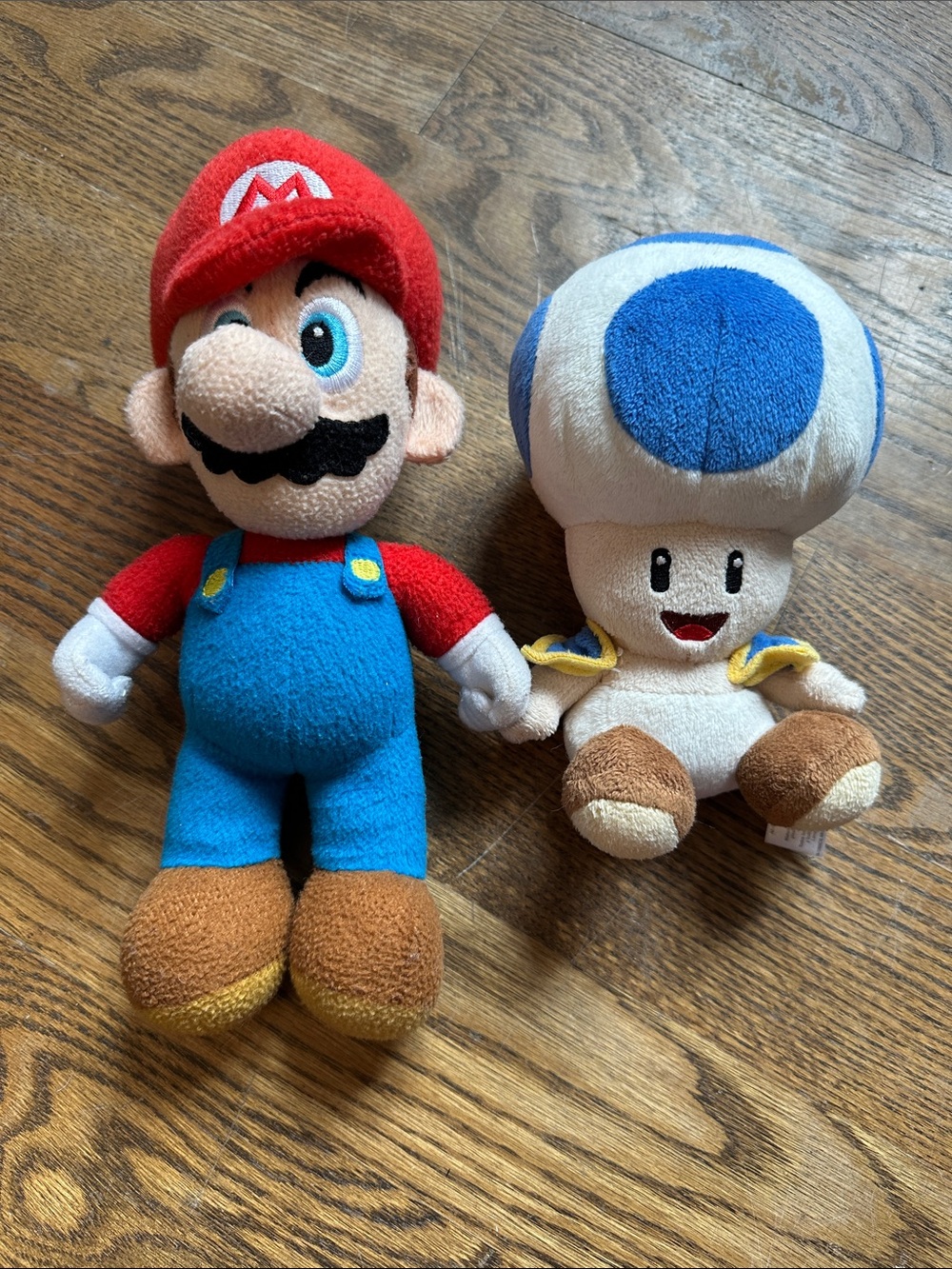 Nintendo Mario & Blue Toad Plush Duo - Red, Blue, White